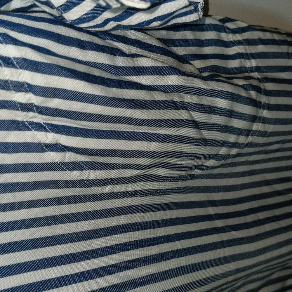 Tommy Bahama Women's Size XL Chambray Nautical Striped Boyfriend Cover Up Shirt - Picture 5 of 10